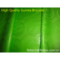 Stock super qualidade Guiné Brocade Bazin riche 10 metros / saco de cor limão verde suave perfume venda têxteis jacquard